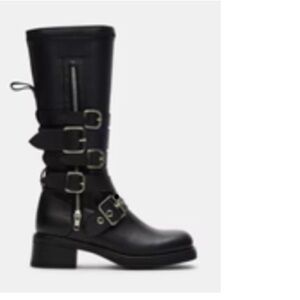 Steve Madden Black Combat Moto Boots with Buckle Straps Brand new-